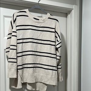 Striped Cream and Black Women's Sweater
